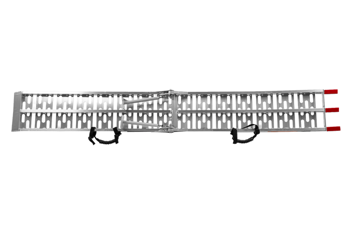 UNITRAILER ALR003 sammenleggbar rampe aluminiumsrampe for tilhenger 221 cm 340 kg med belte og støtte