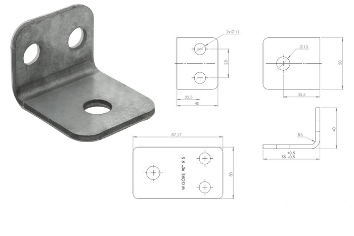 UNITRAILER sveivløfter med håndtak for tipping og lossing av en 1000 kg bilhenger 500-865 mm