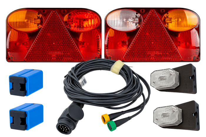 Lyssett: FRISTOM FT-088 baklykter + ASPÖCK FLEXIPOINT I sidemarkeringslys + MANTES 5,2m 13-pinners ledningsnett