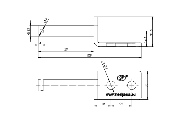 STEELPRESS UZ-01B tilhengerhengselholder for montering på tilhengersiden