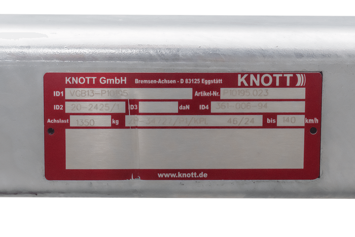 KNOTT VGB13 bremseaksel for tilhenger / bergingsbil 1350kg 1400mm 1800mm 5x112