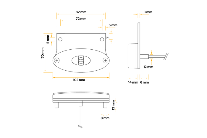 ASPÖCK FLATPOINT II LED-markeringslampe, oransje, universal, med holder