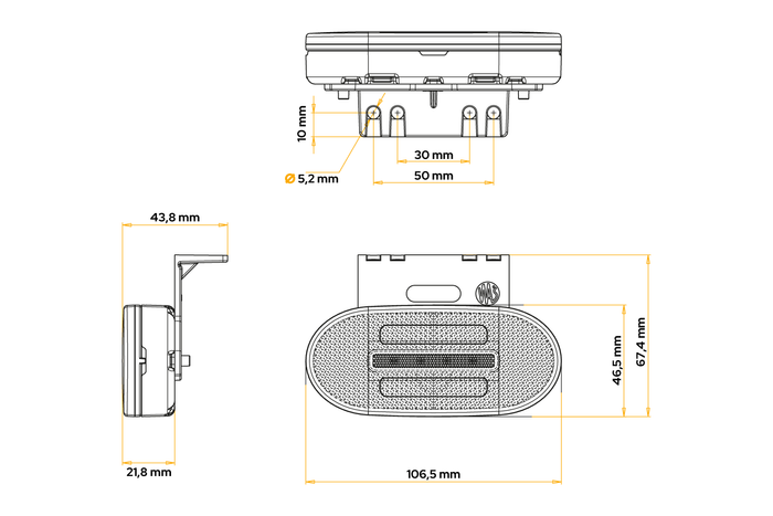 WAŚ 1383 LED-markeringslampe universal med holder