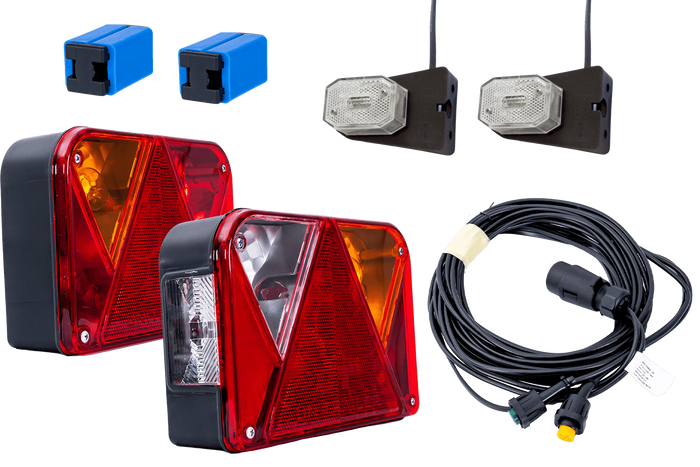 Lyssett: DOBPLAST DPT35 baklykter + ASPÖCK FLEXIPOINT I sidemarkeringslys + MANTES 4,5m 7PIN ledningsnett