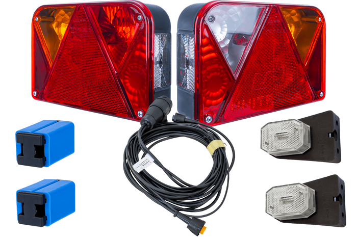 Lyssett: DOBPLAST DPT35 baklykter + ASPÖCK FLEXIPOINT I sidemarkeringslys + MANTES 4,5m 13-pinners ledningsnett