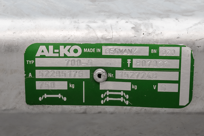 AL-KO OPTIMA ubremset aksel for tilhenger 750kg 900mm 1330mm 4x100