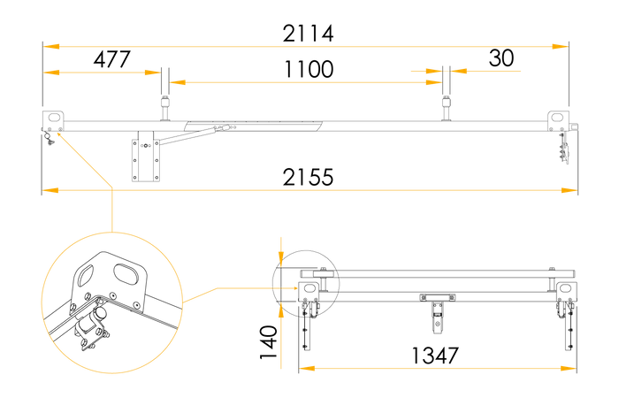 UNITRAILER HAGETRAILER 201 KIPP tilhengertrekk med sylindere / nøkkellås