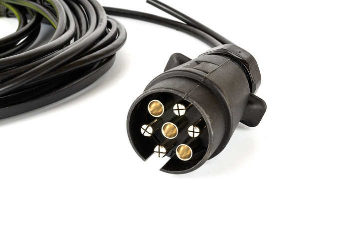 MANTES elektrisk installasjon, tilhengerledningsnett 5,2 m, 7PIN-plugg, 2x5PIN-bajonetter