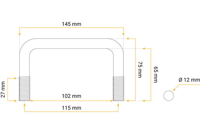 Firkantklemme M12 65/102/65