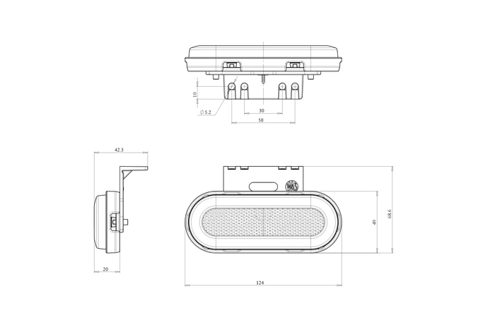 WAŚ W198 1420 LED-markeringslampe universal med holder