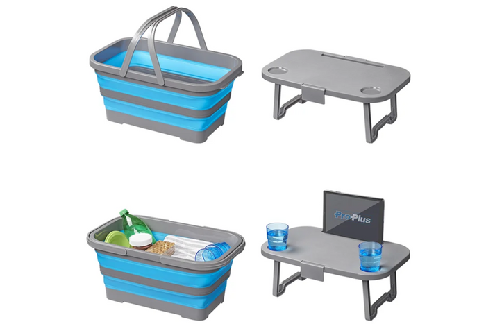 Piknikkurv med lokk ProPlus 370315 sammenleggbar kurv med bordfunksjon 20L