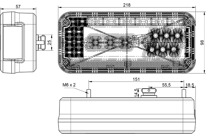 DOBPLAST DPT30 LED baklykt 6 funksjoner venstre