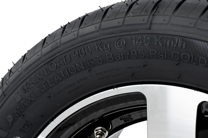 Forsterket tilhengerhjul DEKK KENDA 195/50 R13C 104/102N ALU FELG STARCO polert 6Jx13"H2 5x112 ET:30
