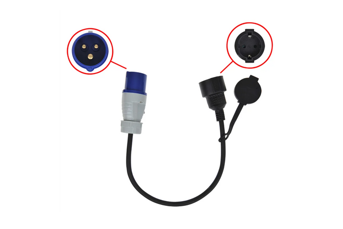 Adapter med CEE-plugg og Schuko-kontakt 16A 230V med jordkontakt ProPlus 373530 40 cm kabel