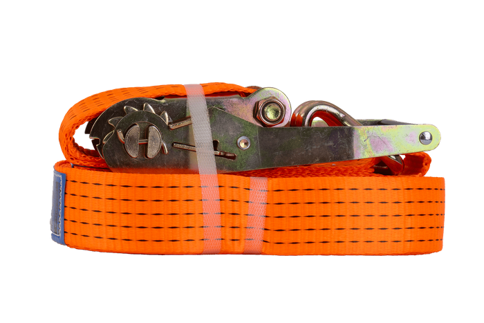 Sett med fire UNITRAILER 15m/50mm/5t oransje transportbelter med strammer