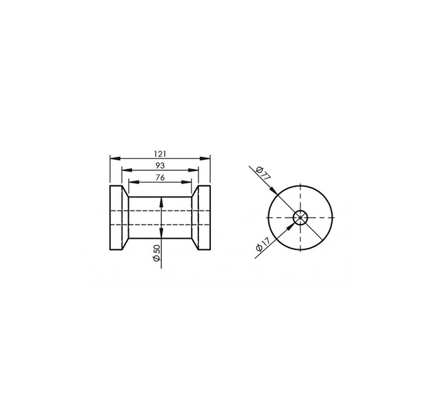 KNOTT 121 mm bunnkjølrulle for båthenger