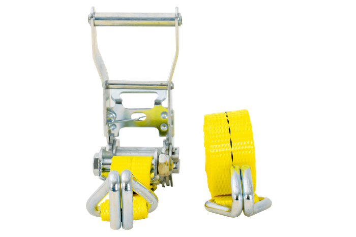 Sett med fire UNITRAILER transportbelter med strammer 4m/25mm/1t gul