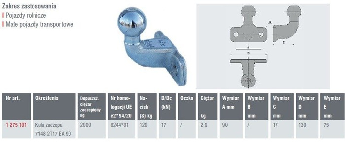 Kulen på tilhengerfestet tilhengerfeste AL-KO 2000kg sterk