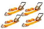 Sett med fire UNITRAILER 2m/50mm/5t oransje transportbelter med strammer