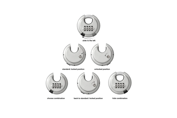 Rund hengelås med kombinasjonslås ProPlus 341317 bøylehengelås med kode 70 mm