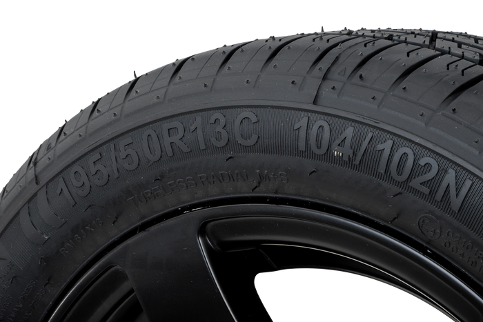Forsterket tilhengerhjul KENDA DEKK 195/50 R13C 104/102N ALUMINIUM FELG STARCO sort 6Jx13"H2 5x112 ET:30