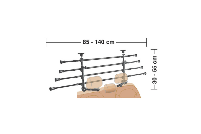 Bagasjeromsskillevegg LAMP GRG-9 Kompakt hunde-/bagasjebarriere 85–140 cm