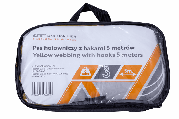 Slepetau med kroker UNITRAILER slepestropp 5m/50mm/6t gul