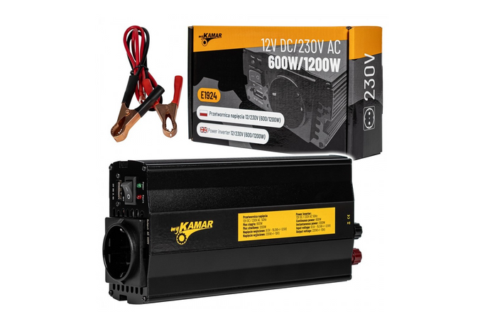 Spenningsomformer 12V/230V (600/1200W) KAMAR E1924