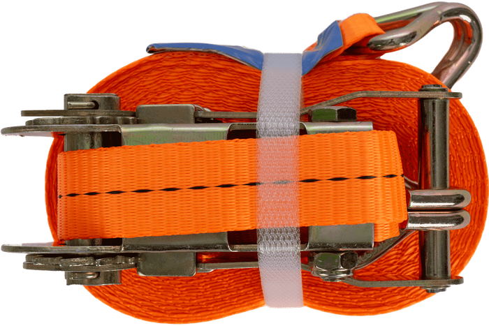 Sett med fire UNITRAILER 10m/25mm/1t oransje transportbelter med strammer