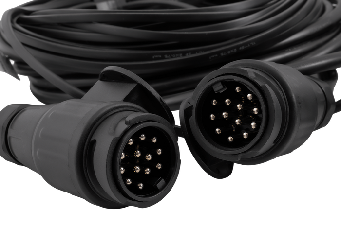 MANTES elektrisk installasjon, båthengerledningsnett, 11,67 m, 13-pins plugg, 2x 5-pins bajonetter