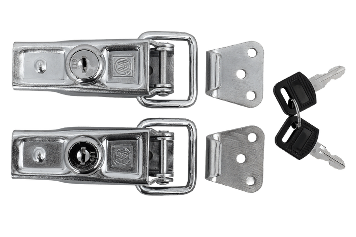 Sett med sidekroker med WINTERHOFF BVS 60-1 + BVSG 60-A festemidler, komplett tilhengersidelås med nøkkel