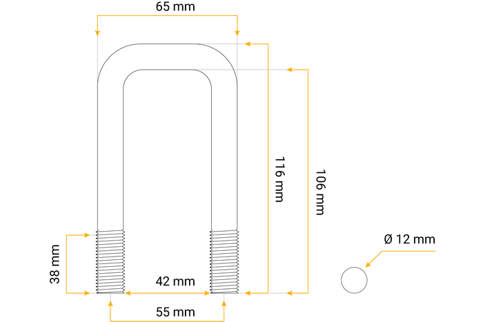 Firkantklemme M12 105/42/105