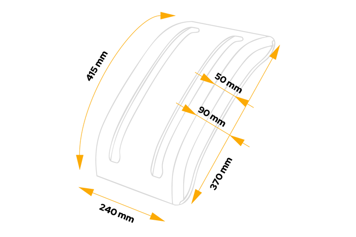 Halvskjerm for tilhenger DOMAR D10224 hjulbue 370/240 mm