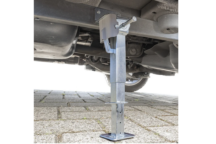 Sett med to uttrekkbare støtter med sveiv og ProPlus 361500-feste for 1000 kg flatbed-tilhenger 290–460 mm