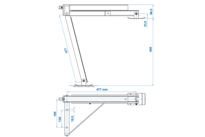 ProPlus 361510V01 uttrekkbar hjørnestøtte venstre foran/høyre bak på tilhenger 600 kg 460 mm