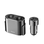 BASEUS høyeffektiv billader 2x USB + 2x sigarettenneruttak 80W