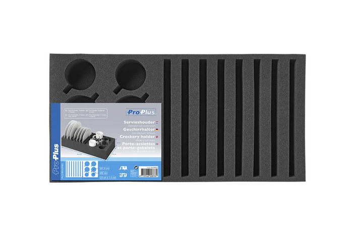ProPlus 761472PMV02 Tallerkenstativ til campingvogn, skumstativ for 8 tallerkener og 6 kopper