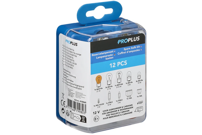 ProPlus 410065 12-delers reservepæresett for campingvogn, bil