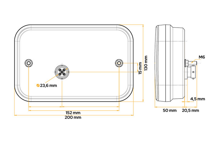 Baklys Fristom FT-270 LED 6 funksjoner høyre