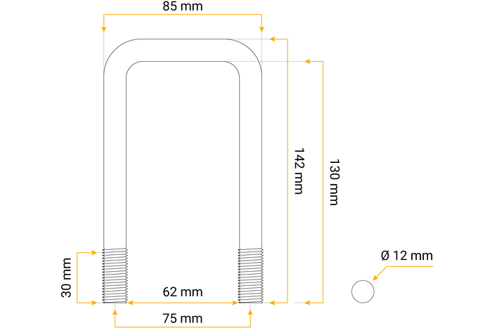 Firkantklemme M12 130/62/130