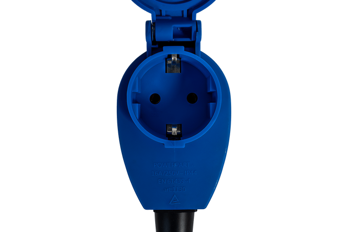 MANTES 2P+E vinklet CEE-plugg med ekstra stikkontakt 16A 230V