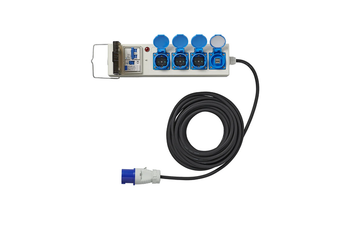 CEE camping skjøteledning med splitter ProPlus 373583DE 10m kabel, 3x Schuko-kontakter, 2xUSB