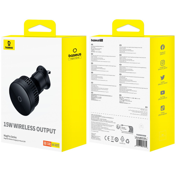 BASEUS MagPro bilholder med MagSafe induktiv lading for iPhone 15W