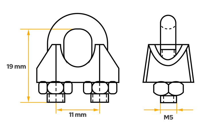 DROMET ZL.5 bueklemme for 5 mm tau
