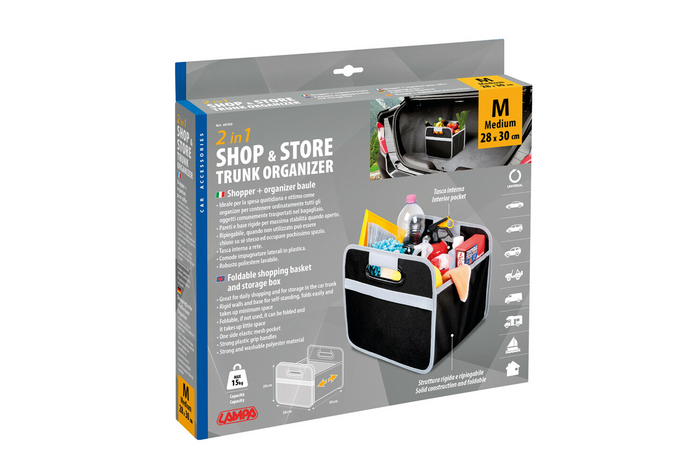 LAMPA Shop&Store M sammenleggbar bagasjeromskurv til bil, 32x27cm