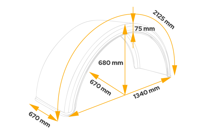 Dobbelskjerm for tilhenger 20-24,5" DOMAR DK1585 hjulbue 1340/670 mm