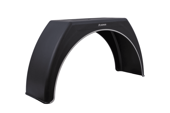Tilhengerskjerm 15-17,5" DOMAR DK3112 flat hjulbue 950/280 mm med hvite detaljer
