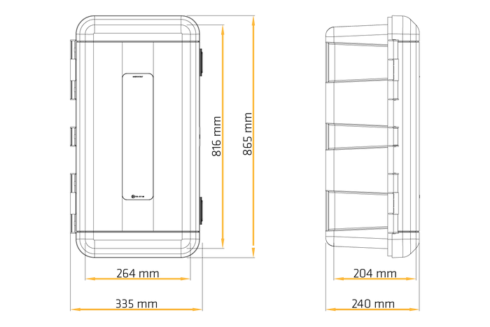 Brannslukningsboks 9/12kg DAKEN 82190 REGON 865x335x240mm rød