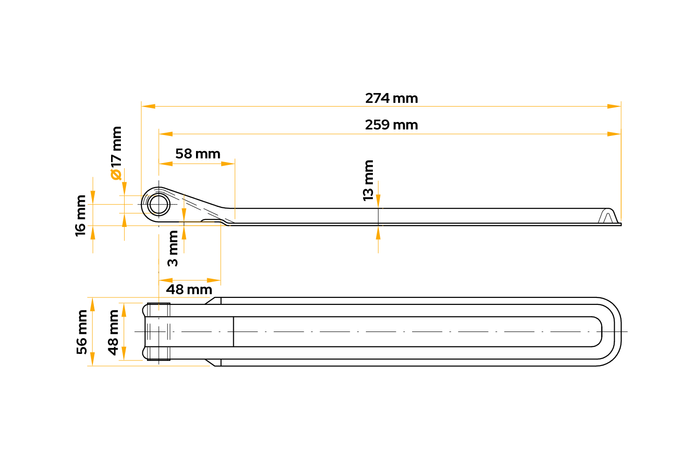 Sidehengsel med holder UNITRAILER BSCH 10-270+BSCHG 10-A komplett tilhenger sidemontering
