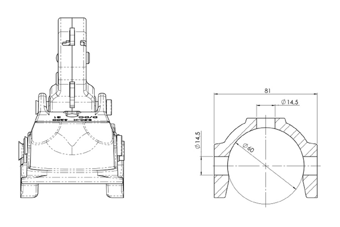 WINTERHOFF WW 350 RC-K1414 kulekobling for 3500 kg tilhenger med 60 mm rørdrag, støpejern